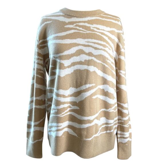 NWT DAILY RITUAL Tan Zebra Print Sweater Size M Casual Indie Hipster Luxe Chic - Picture 1 of 10